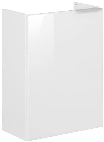 FACKELMANN Kara Waschbeckenunterschrank schmal – Unterschrank für Waschtisch im Gäste-WC (44 cm x 60 cm x 24,3 cm) – Türanschlag Links – SBC Badezimmerschrank hängend in Weiß Hochglanz
