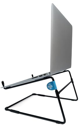 R-Go Steel Office Laptopständer, Ergonomischer Laptophalter, Kompatibel mit MacBook Pro/Air, Dell, HP, Samsung, Lenovo von 10 bis 22 Zoll, Stahl, Schwarz