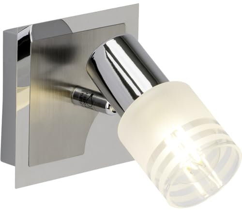 Lightbox Basic Wandspot - 15 x 11 x 15 cm - funktionale Wandstrahler mit matten Glas Schirm & schwenkbarem Kopf - inkl. LEDs - E14, max.W- aus Metall/Glas - in Eisen/Chrom/Weiß