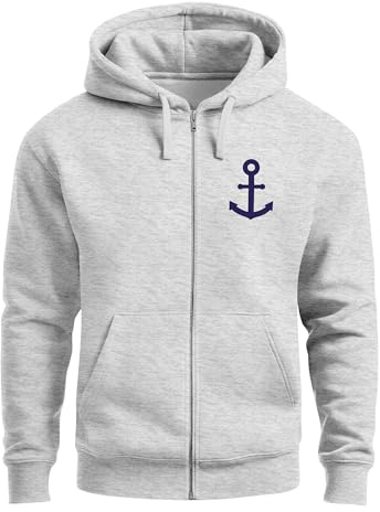 Neverless® Zip-Hoodie Herren Sweatjacke mit Kapuze Anker Logo Print Männer Fashion Streetstyle