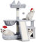 Gitelsnour Cat Tree, Cat Tower with condo, Basket, Large Bed, Platform, Scratch Board, Cat Scratching Posts for Indoor Cats, Light Gray GCT002SW