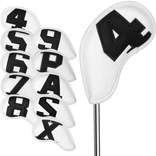 Craftsman Golf Magnetic Closure 10pcs/set White Iron Headcover with Large Black No. on Both Sides