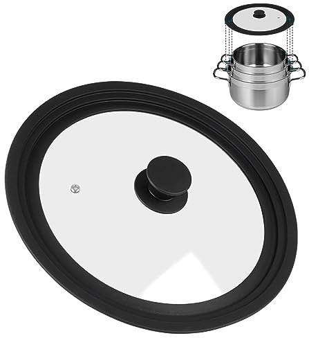 Akicderu Tapa universal, tapa de sartén, tapa de cristal para ollas y sartenes de 26/28/30 cm, tapa de olla para cocinar versátil