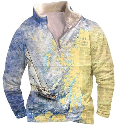 Rollkragenpullover Herren Langarm Sweatshirt Rollkragen Mit Reißverschluss Pulli Hoodie 2024 Top Tshirt Freizeit Unterhemd Langarmshirt Komfortabel Sweater Weich Thermo Oberteil(Himmelblau,4XL)
