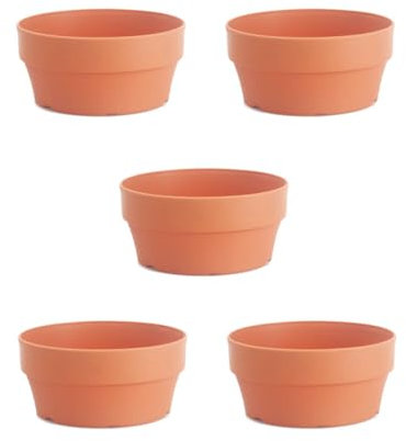 BESPORTBLE 5piezas Maceta De Plástico Redonda con Drenaje De Maceteros Imitación Barro para Suculentas Jardineras Pequeñas para Interior y Exterior