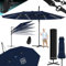 KESSER® Sombrilla, 4,6m x 2,7m Sombrilla - Cubierta y Protección Contra el Viento, Con Manivela y Soporte, Aluminio, Hidrófuga, Inclinable - Inclinable, Orientable 360°, Azul Marino - Con LED