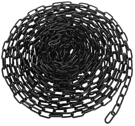 VIDETOL 10 Metres Length 304 Stainless Steel Chain, 3mm Heavy Duty Chain Links, Black Galvanized Steel Welded Link Chains Lift for Fence Gate, Garage Doors, Swing Chains and Bicycle Security Lock