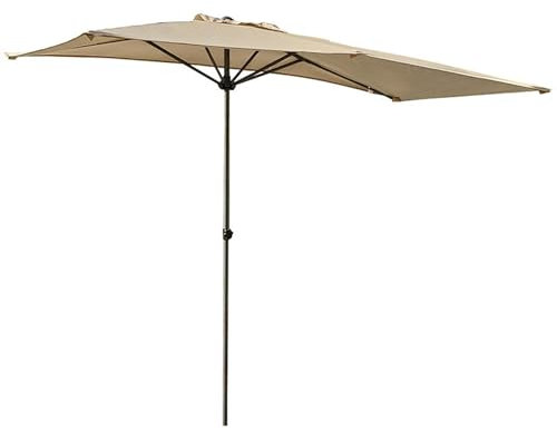 Medio Sombrilla de 2,5 m, Parasol Semirectangular para Patio, con Altura Ajustable, Poste de Acero, 5 Varillas, para Cubierta de Balcón de Pared