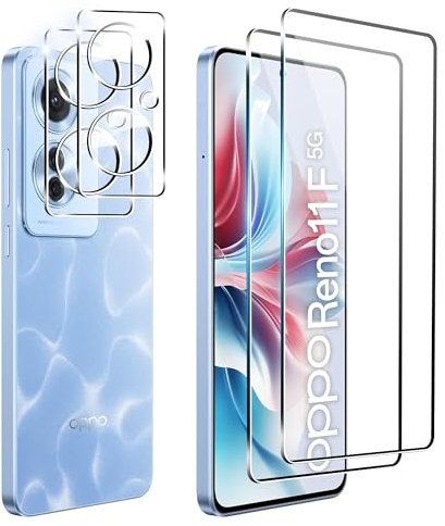 FDHYFGDY 2+2 Piezas Cristal Templado para Oppo Reno11 F 5G / Oppo Reno 11F 5G Vidrio Templado, Protector de Cámara y Película Protectora de Vidrio, Dureza 9H, Protector de Pantalla HD