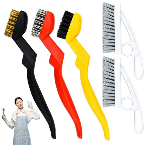 FTISSLY 2 Pcs Cepillos para Grietas 3 Pcs Cepillo Cerdas Duras Cepillo Esquinas Cepillo Limpieza hogar Cepillo para Limpiar Juntas de Azulejos Cepillo Limpieza desagüe Cepillo para Baño Cocina Bañera