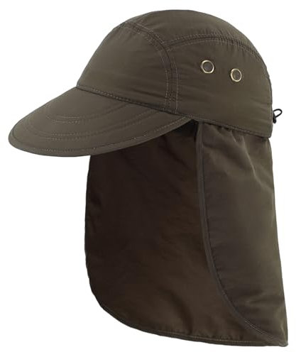 Decentron Mens UV Sun Protection Cap Fishing Hiking Cap Outdoor Sports Cap Mens Baseball Cap with Neck Flap Army Green