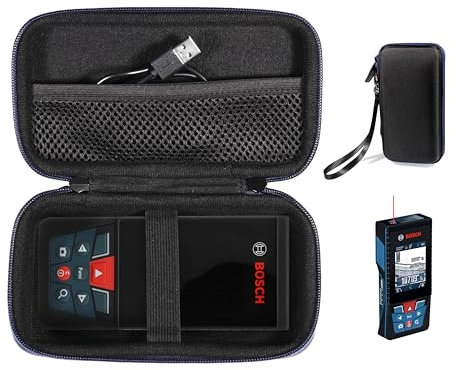 CaseSack Schutzhülle für Bosch GLM400CL Blaze Outdoor 121,9 m Bluetooth Connected Laser Measure (Schwarz mit blauem Reißverschluss)