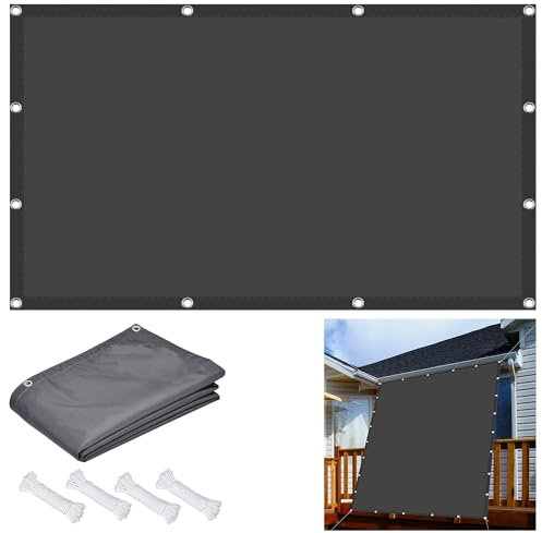 Tenda a Vela Quadrata 90 x 400 cm Tenda da Sole Parasole, Impermeabile Rettangolare con Occhielli, Pes Protezione UV 98%, per Giardino Balcone Terrazza, Grigio Scuro