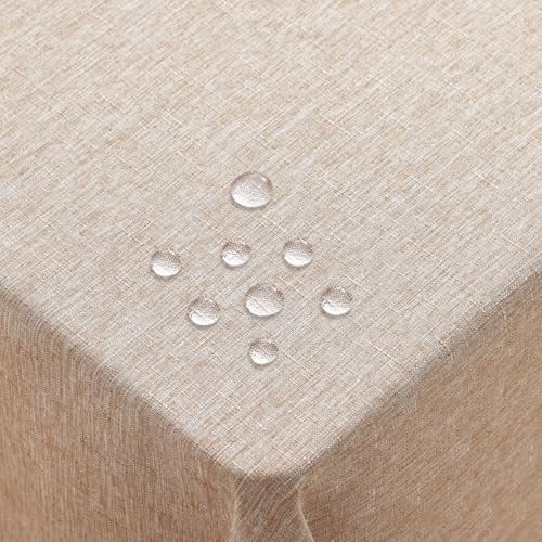 Homaxy Leinendeckeoptik Tischdecke Abwaschbar Eckig 140x220cm, Leinen | Tischtuch Leinendecke Wasserabweisend Abwischbare, Lotuseffekt Schmutzabweisend Tischwäsche Tafeldecke