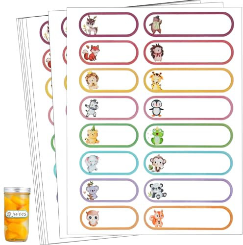 128 PCS Baby Bottle Labels for Daycare, Waterproof Write-On Kids Name Labels, Self-Laminating Self-Adhesive Bottle Strickers for Daycare School, Assorted Sizes & Colors