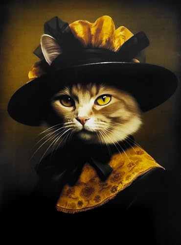 KUSTOM ART Dekoratives Poster für die Wand, Serie Aristokratische Tiere, Katze, eleganter Kunstdruck auf beschichtetem Papier, 40 x 30 cm, ohne Rahmen