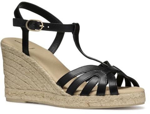 Geox D GELSA A, Sandalo con Zeppa Donna, Black, 40 EU