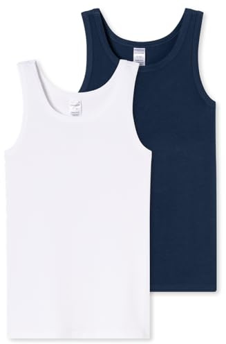 Schiesser Jungen 2 Pack Unterhemd-95/5 Organic Bio Baumwolle-Größe 140 bis 176 Unterwäsche, Multicolor 2_181955, 152 (2er Pack)