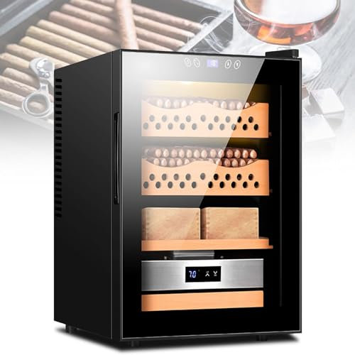 Humidors Electronic Cigar Cabinet, Smart Touch Large Capacity, Moisturizing Wine Tea Cabinet Can Hold 300 Cigars, Cooling Cigar Fridge with Spanish Cedar Wood Shelves Drawer