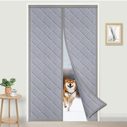 ACEBON Thermal Door Curtain 97 X 213cm, Update Oxford Cloth Magnetic Insulated Door Cover to Keep Warm, Windproof Soundproofing Front Door Curtain for Winter