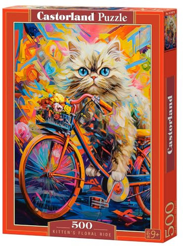 CASTORLAND 500 Teile Puzzles, Kätzchen Blumenritt, Tierpuzzle, Kätzchen, Erwachsenenpuzzle, Castorland B-54015