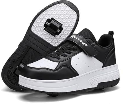 Skridsko Schuhe mit Rollen für Jungen & Mädchen, Outdoor Turnschuhe mit Rollen für Kinder, 2-in-1 Rollschuhe Schuhe mit 2 Rollen für Ostern Geburtstag Weihnachten
