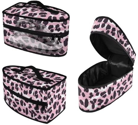 KUIFORTI Leopard Print Iron Storage Case Iron Carrier Pouch Travel Bag Iron Organizer Iron Accessories Mini Steam Iron Bags Portable Iron Cover Bags Pink