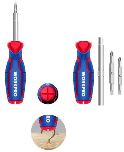 WORKPRO WP221046 Jeu de tournevis multifonctions professionnels 6 en 1 à pointe variable