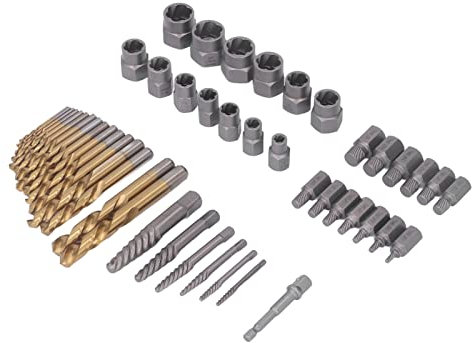 Leapiture Juego de 49 brocas extractoras de tornillos, extractor de tornillos dañados de acero, extracción efectiva de tornillos pelados con caja de transporte para quitar