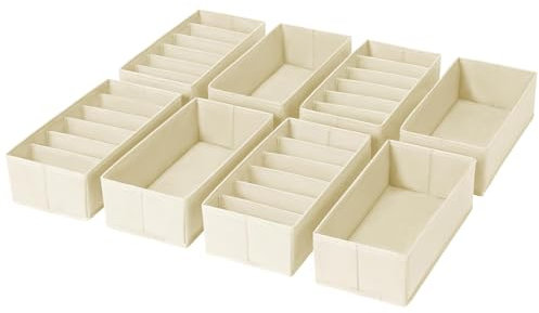 DIMJ Schubladen Organizer Schrank Organizer - 8er Set Unterwäsche Organizer, 30 x 15 x 9 cm Ordnungssystem für Pax Organizer, Kinderkleidung, Socken, Wickelutensilien, Beige