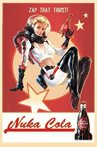 Biopracess Nuka Cola Pin-Up Tin Sign Replica - Metal Wall Decor for Bar, Hall, Garage - 7.8x11.8 Inch