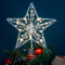 Puntale Stella per Albero di Natale Argento,Decoration Christmas Tree Topper Glitterata Star,Christmas Tree LED Stella per Albero Top Star Puntale Argento per Natale Festival Party（20 * 25CM）