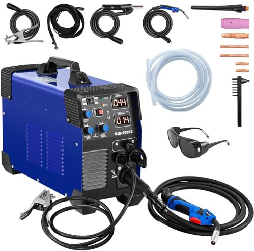 Saldatrice Inverter Mig 200A, Saldatrice Combinata MMA/Mig/Lift 3 in 1, Kit di Saldatura Ad Arco, con Supporto per Elettrodo, Morsetto di Lavoro, Cavo Adattatore di Alimentazione in Ingresso
