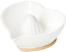 Brandani 52915 Spremiagrumi Cuore in Porcellana e Bamboo – Design Elegante e Funzionale per Succo Fresco