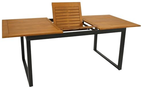 DEGAMO Ausziehtisch Gartentisch ausziehbar RIVELLO 150/200x90cm, Aluminium anthrazit + Akazienholz geölt, Outdoor, FSC®-Zertifiziert