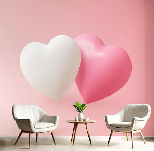 CECE&COLE Wall Mural Creative Arts Photo Wallpaper Mural 150×105 CM (W×H), Pink Love Heart Art Photo Mural Decor for Living Room, Bedroom, Office and Kids Room, Easy to Install