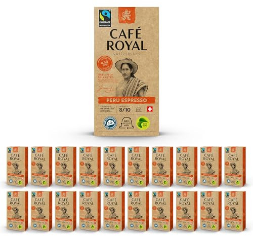 Café en Capsules Aluminium - Café Royal Pro | 20 x 10 soit 200 Dosettes - Saveur Perou Espresso Bio - Compatibles avec les Machines à café Nespresso®* Alu à usage Domestique