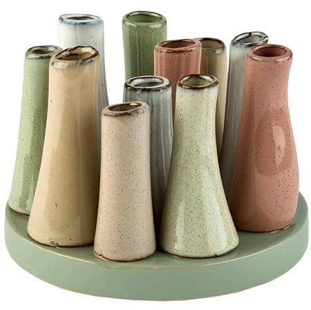 Mariles Vasen Set auf Sockel Blumenvasen Blumengefäß Tischdeko Tafeldeko Blumendeko 14 ⌀ Multi