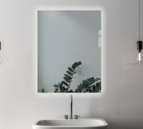 BD ART - Wandspiegel - Badspiegel - Rechteckig 60x80 cm - mit LED Beleuchtung - Lichtfarbe Warm 3600K, IP44 - Spiegel Groß - Mirror - Ganzkörperspiegel - Bad Wand Spiegel