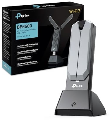 TP-Link Archer TBE400UH Wi-Fi 7 WLAN Stick für PC, BE6500 Tri-Band USB WLAN Adapter mit Hochleistungsantenne, MU-MIMO, WPA3, USB 3.0, nur Kompatibel mit Windows 10/11