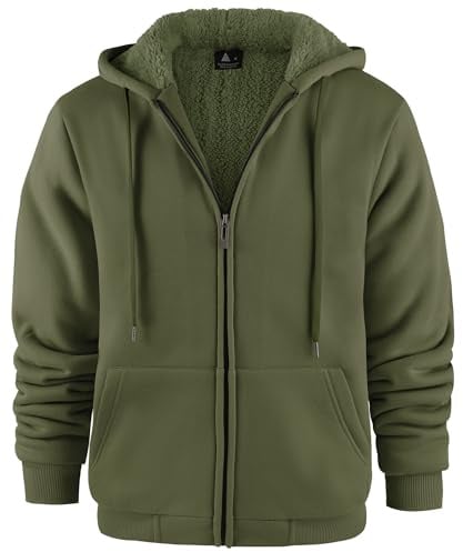 SwissWell Giacca con Cappuccio da Uomo Invernale Felpa in Pile con Cappuccio con Cerniera Fodera Calda Giacca con Tasche per Escursionismo Campeggio