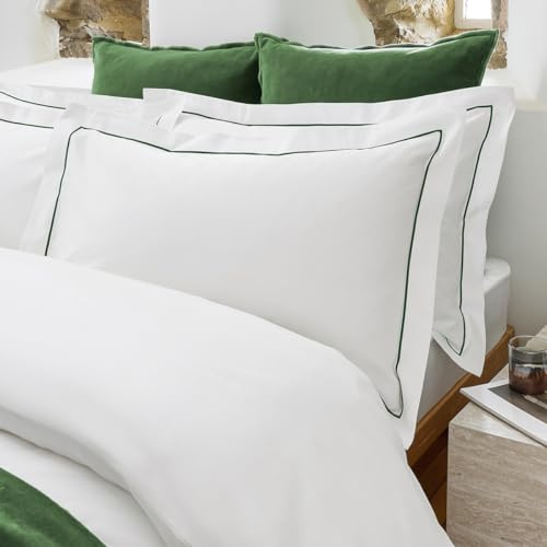 Christy Premium Sateen Oxford Pillowcase Pair | 500 Thread Count | Timeless Design | Super Soft and Silky Finish | Green