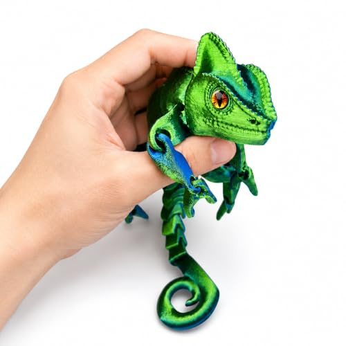 3D-gedruckte Tiere, bewegliches Chamäleon-Spielzeug, 24 cm | Geburtstagsgeschenke, Weihnachtsstrumpffüllungen, Partyerinnerungen, Klassenzimmerpreise und Sammelspielzeug