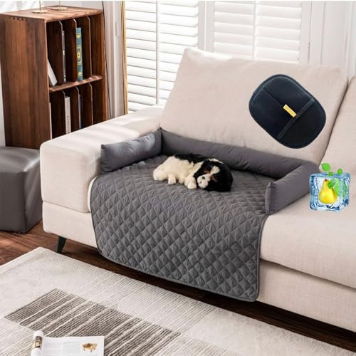 UERSUR Pelsbarn Heat Relief Cooling Dog Bed,Machine Washable Cooling Dog Cat Sofa Bed,Keep Your Cat Comfortable (Dunkel grau, 75 * 75cm)