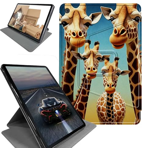 for Kindle Fire HD 8 & 8 Plus Tablet (12th/10th Generation, 2024/2022/2020 Release) 8 Tablet Case-360 Rotating Stand Folding Protective Cover with Auto Sleep/Wake,Giraffe