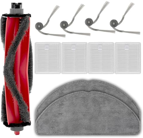 (11 Piezas) Q7 M5/ Q7 M5+ Piezas de Repuesto para Robot Aspirador Roborock Q7 L5/ Q7 L5+, 1 Cepillo Giratorio, 4 Cepillos Laterales, 4 Filtros HEPA, 2 Almohadillas de Fregado, Kit de Accesorios
