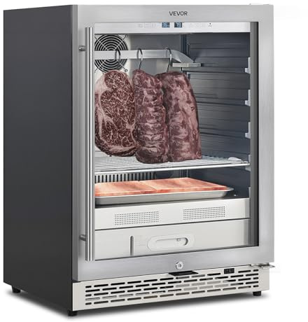 VEVOR Refrigerador de Maduración en Seco de 45 kg para Carne, con Control Preciso de Temperatura 1 °C a 25 °C y Humedad, Ideal para Cocinas Domésticas, Restaurantes y Hoteles, 595 x 575 x 820 mm