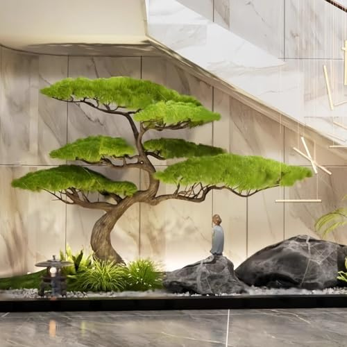 Künstlicher Bonsai-Baum – Pflegeleichte künstliche Bonsai-Pflanze – ganzjähriges Grün ohne Gießen, Feng-Shui-Geldmagnet, verleiht Innenräumen eine natürliche Note(3ft)
