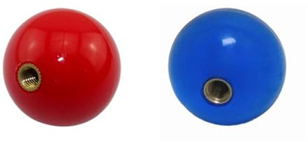 ericotry 2PCS 35mm Round Arcade Joystick Head Ball Top ABS Metal Threaded Knob Replacement Game Controller Sticks Handle Rocker for Game Consoles Repair (Red+Blue)