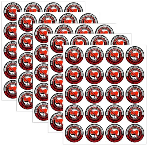 ARHZ 100 Stück Aufkleber 4cm rund Wer heut der Antifa applaudiert Sticker Sparpack gut haftend Aktiv werden 4 cm